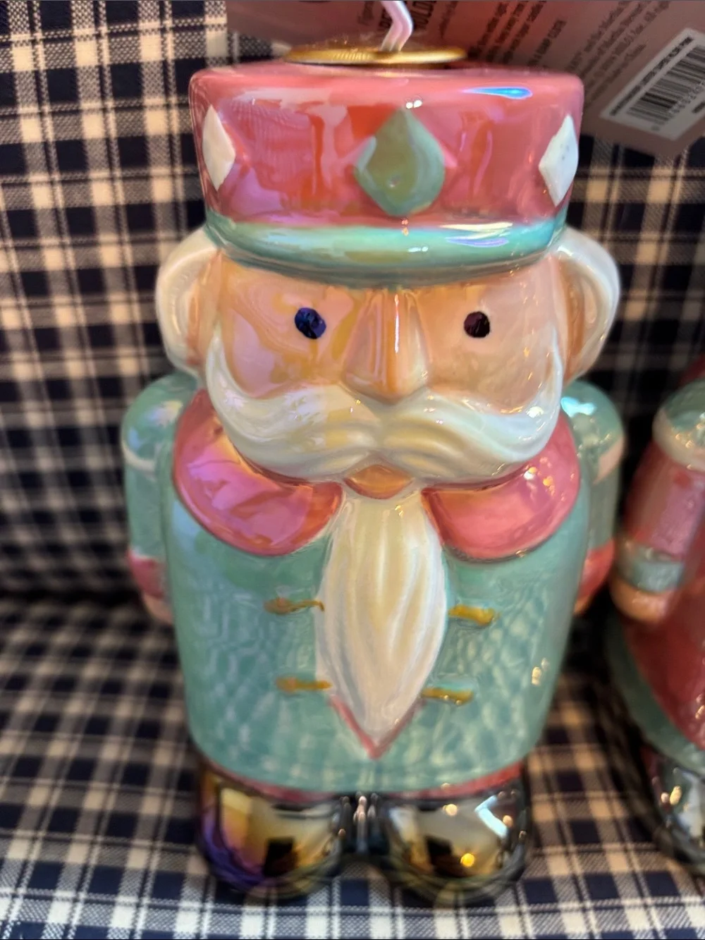 Martha Stewart Pastel Nutcracker Ceramic Candle Holders – Mint & Pink